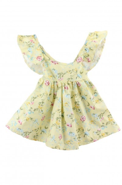 SKCC002 Order printed ruffled dresses for infants and young children Order children's dresses online Supply floral ruffled dresses 45 degree